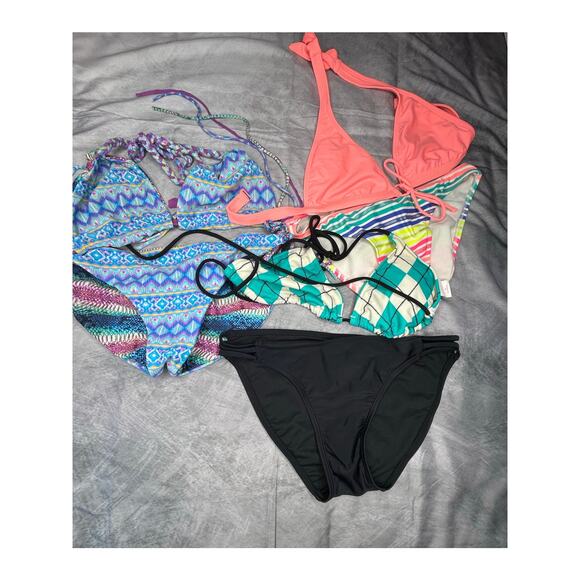 Lot 6 Bikini Swim Suit 3 Tops 3 Bottoms Women M Water Sports Beach Volleyball - Picture 1 of 13